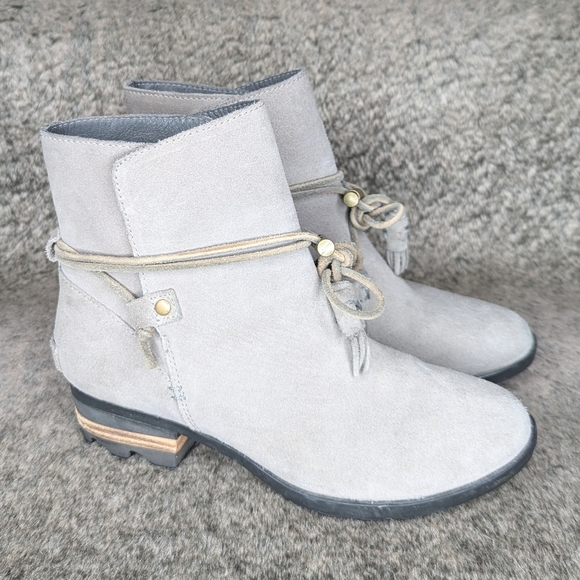 Sorel Farah Short Boot Suede Taupe Women's 7 - Picture 4 of 13